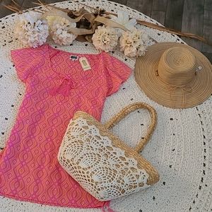STRAW ZIP PURSE WITH EMBROIDERED OFF WHITE ACCENTS